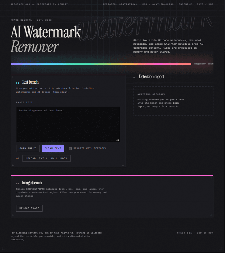AI Watermark Remover: The workspace