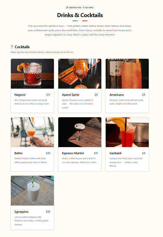Gina's Trattoria: Drinks