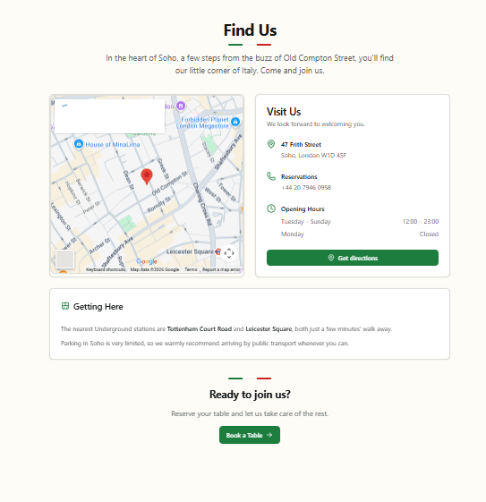 Gina's Trattoria: Find Us