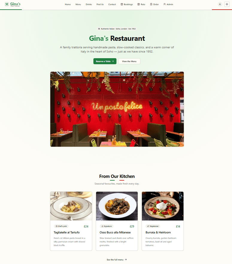 Gina's Trattoria: Home