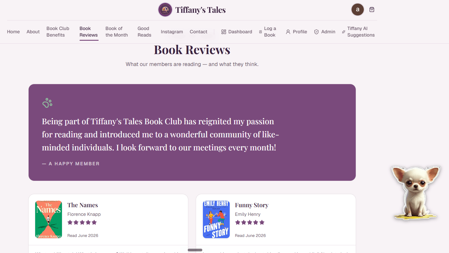 Tiffany's Tales — Book Reviews page