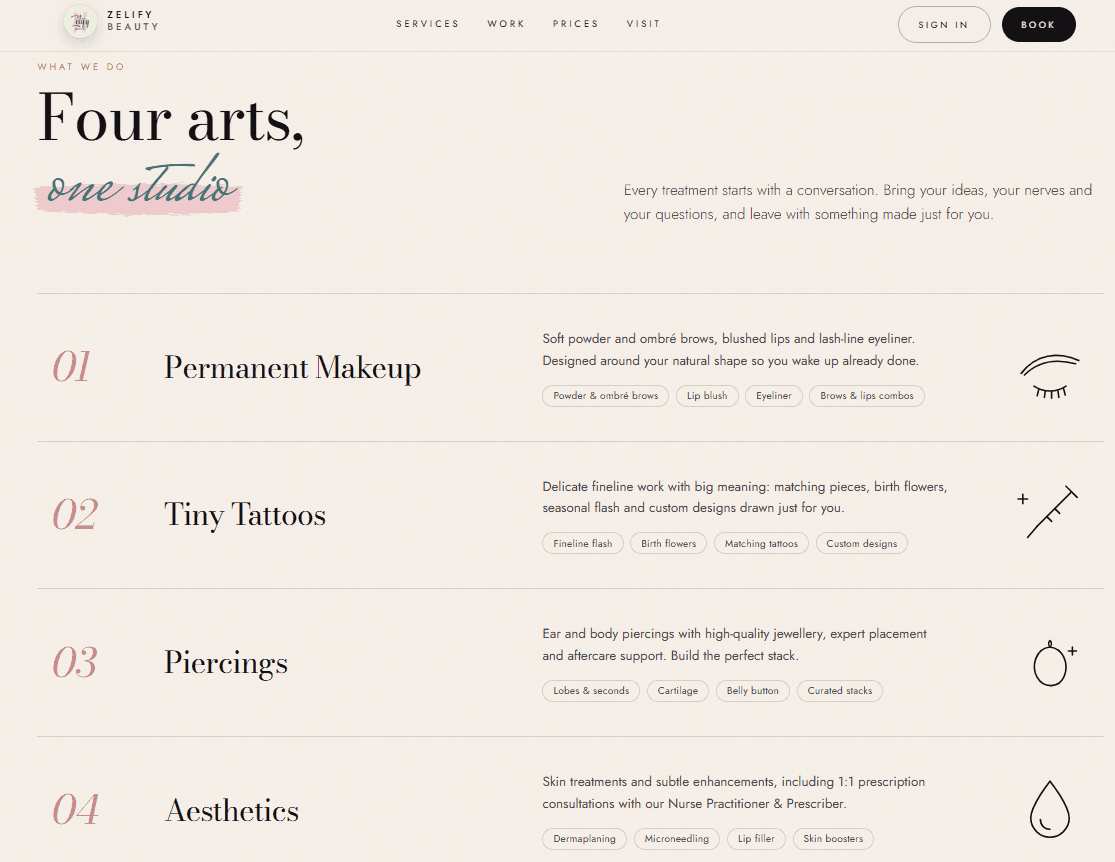 Zelify Beauty: Services